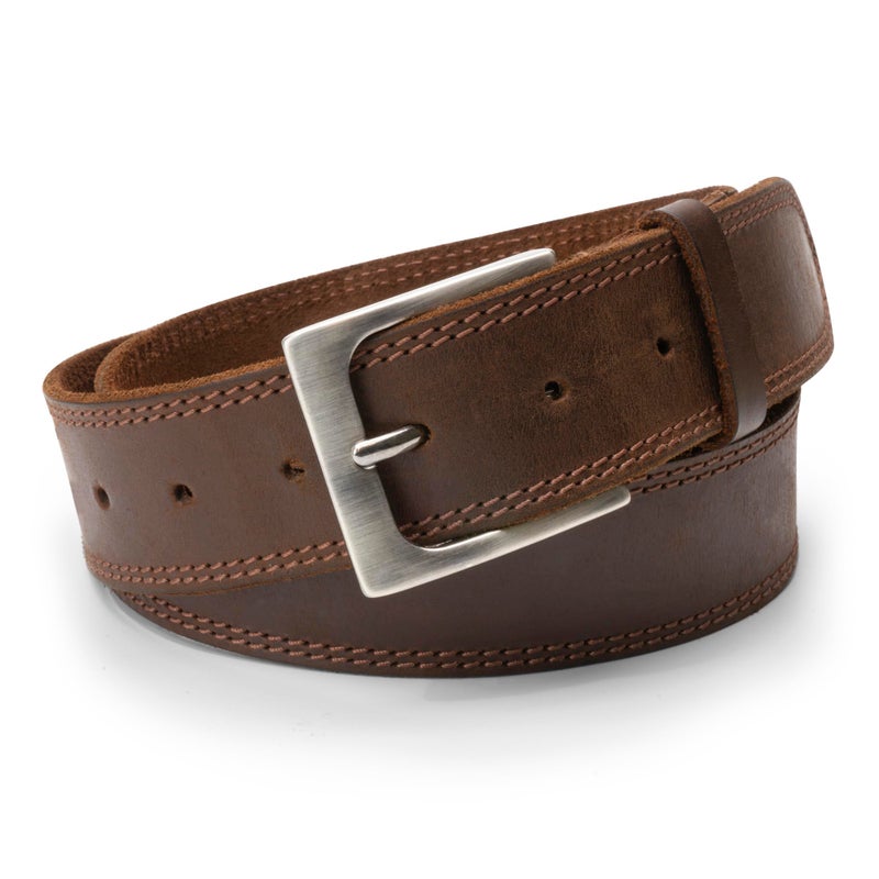 Hide & Drink, Men's Two Row Stitch Leather Belt Handmade :: Bourbon Brown (Size 38) - Image 3