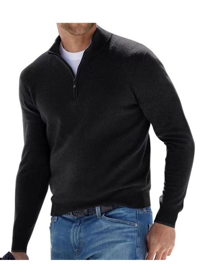 Loquat Fall Long Sleeved V-Neck  Zipper Men's Casual Sweater 