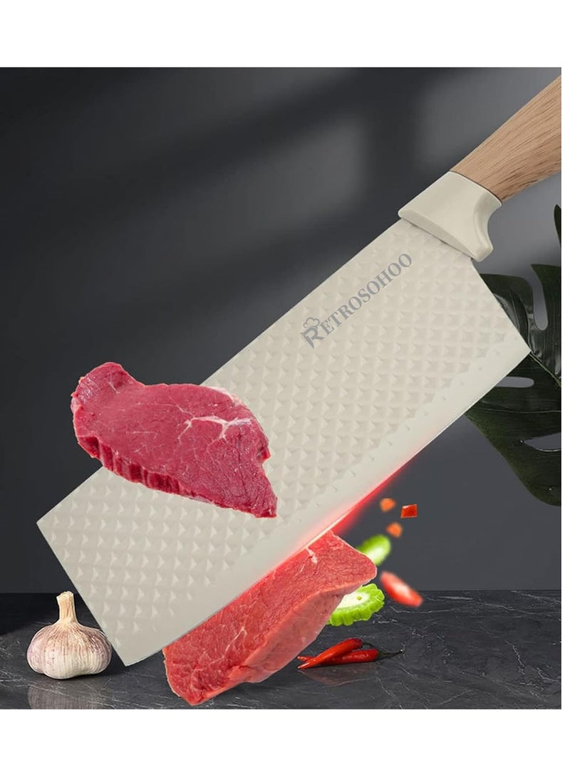 Raxoom Kitchen Knife Set, 6-Pieces Khaki Sharp Knife Set for Kitchen, Non-stick Non-slip Stainless Steel Chef Knife Set with Universal Knife Block Suitable for Home Restaurant (Khaki) - Image 3