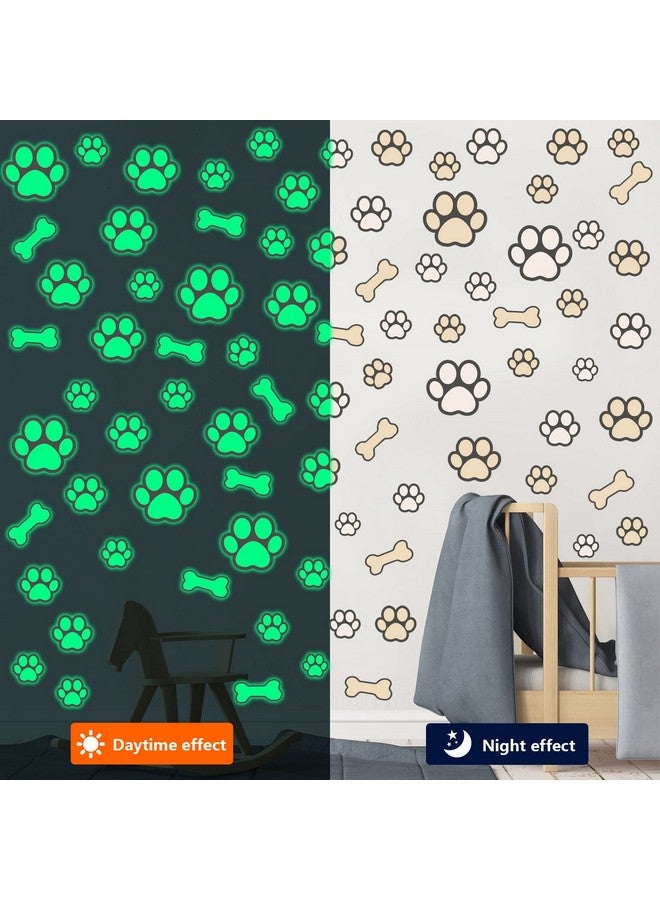Eersida 127 Pieces Dog Paw Print Stickers Glow In The Dark Wall Decals Dog Paw Print Wall Decor Dog Wall Stickers Decals Luminous Removable Vinyl Dog Paw Bone Wall Decals For Kids Nursery Bedroom Living Room - Image 5