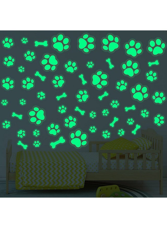 Eersida 127 Pieces Dog Paw Print Stickers Glow In The Dark Wall Decals Dog Paw Print Wall Decor Dog Wall Stickers Decals Luminous Removable Vinyl Dog Paw Bone Wall Decals For Kids Nursery Bedroom Living Room - Image 4