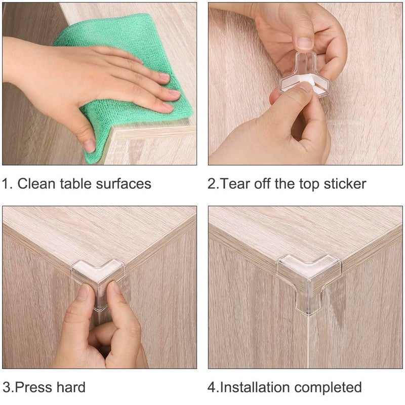 Freeboot Silicon Corner Protectors Safety Corner Protectors for Baby Transparent Corner Protectors for Covering Sharp Furniture and Table Corners (4) - Image 4