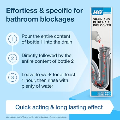 HG drain and plug hair unblocker 1X200ml & 1X250ml - Image 4