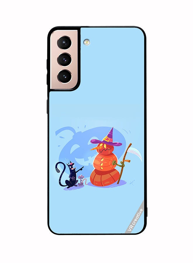 VR CREATIVE Protective Case Cover For Samsung Galaxy S21 5G Halloween Cat Design Multicolour - Image 1