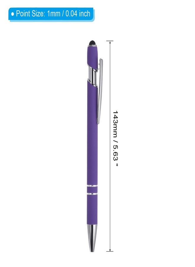 PATIKIL 6 Pack 2 in 1 Metal Pen, Black Ink 1.0mm Medium Point Stylus Pen for Touch Screens, Purple - Image 2