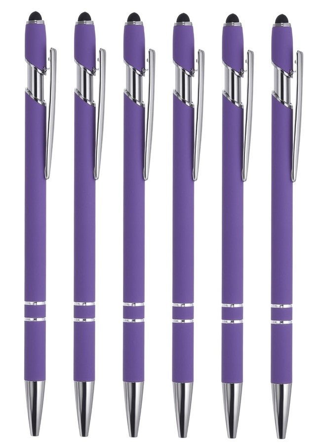 PATIKIL 6 Pack 2 in 1 Metal Pen, Black Ink 1.0mm Medium Point Stylus Pen for Touch Screens, Purple - Image 1