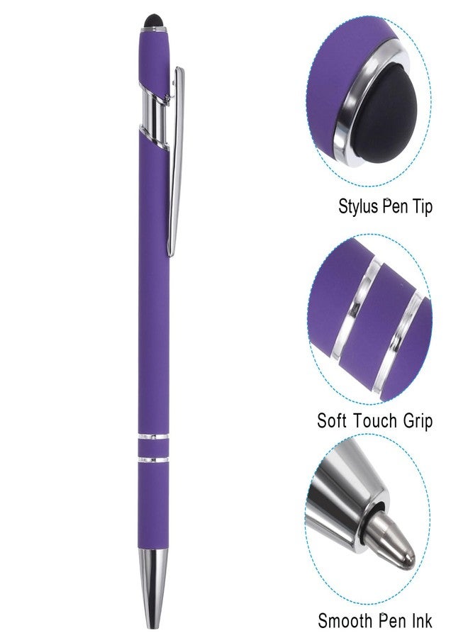 PATIKIL 6 Pack 2 in 1 Metal Pen, Black Ink 1.0mm Medium Point Stylus Pen for Touch Screens, Purple - Image 4