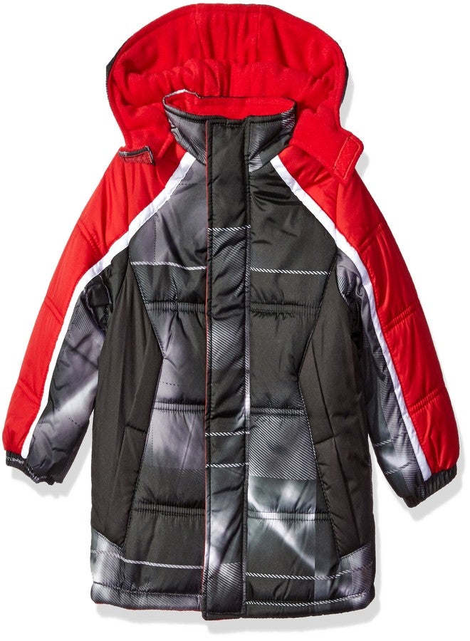 iXtreme Baby Boys' Light Source Plaid Puffer, Black, 18 Months