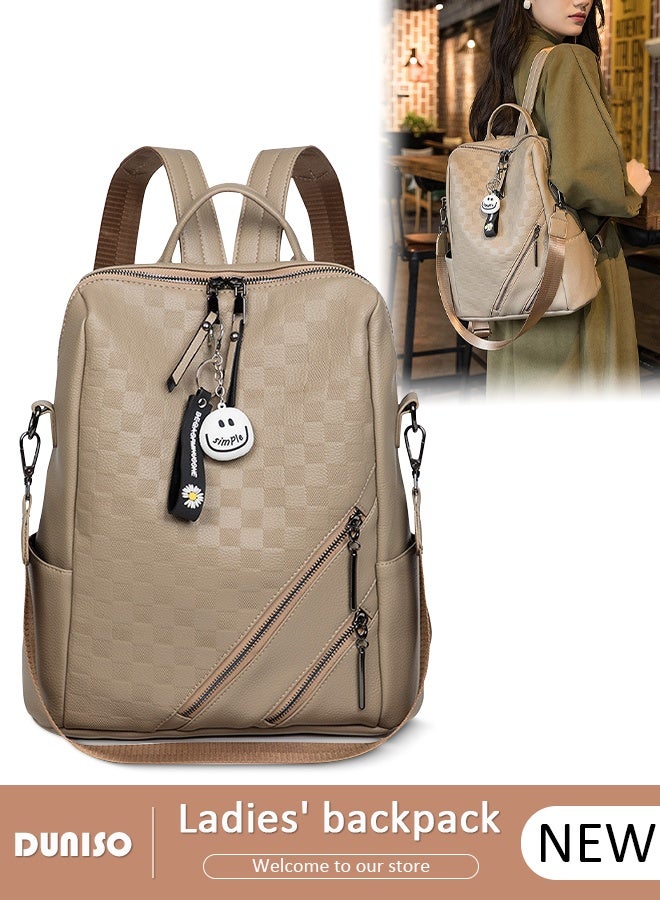 DUNISO Women Fashion Backpack, Hangbags Shoulder Bags, Lightweight Daily Travel Backpack  Faux Leather School Backpack Anti Theft Double Shoulder Backpack For College Girls Students - Image 1