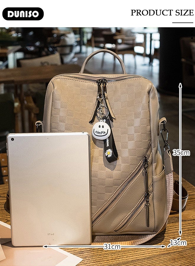 DUNISO Women Fashion Backpack, Hangbags Shoulder Bags, Lightweight Daily Travel Backpack  Faux Leather School Backpack Anti Theft Double Shoulder Backpack For College Girls Students - Image 2