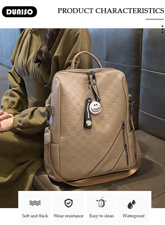 DUNISO Women Fashion Backpack, Hangbags Shoulder Bags, Lightweight Daily Travel Backpack  Faux Leather School Backpack Anti Theft Double Shoulder Backpack For College Girls Students - Image 3