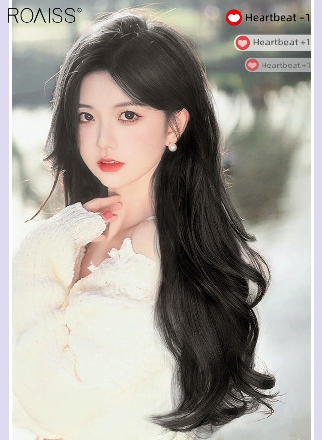 roaiss 3Pcs Clip in Curly Hair Extensions, Invisible Adjustable Long Curly Synthetic Heat Resistant Hairpieces for Women Girls, Black Brown, 50cm - Image 5