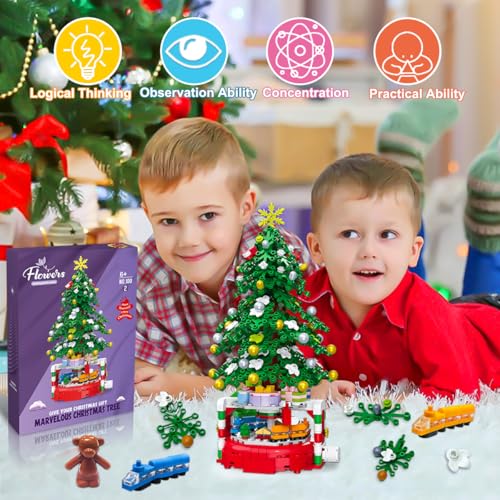 BAOXUE Christmas Tree Building Block Set 515 Pieces Rotating Base with Ornaments and Star Holiday Building Toy Stocking Stuffers for Kids Gifts for Boys Girls - Image 5