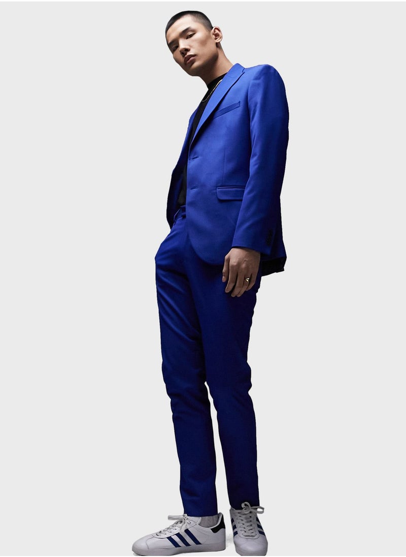 TOPMAN - Topman Premium Slim Wool Suit Trouser In Blue - Image 1