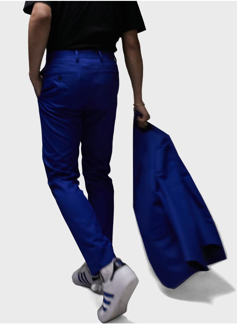 TOPMAN - Topman Premium Slim Wool Suit Trouser In Blue - Image 1