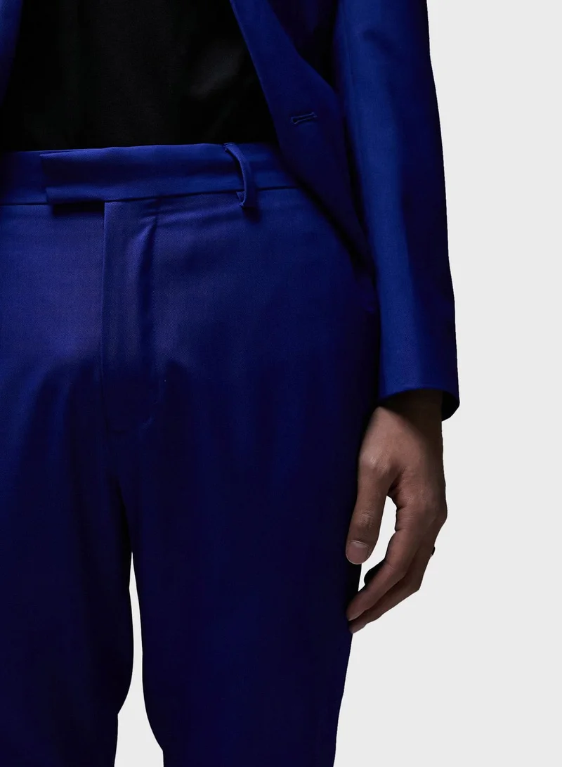 TOPMAN Topman Premium Slim Wool Suit Trouser In Blue