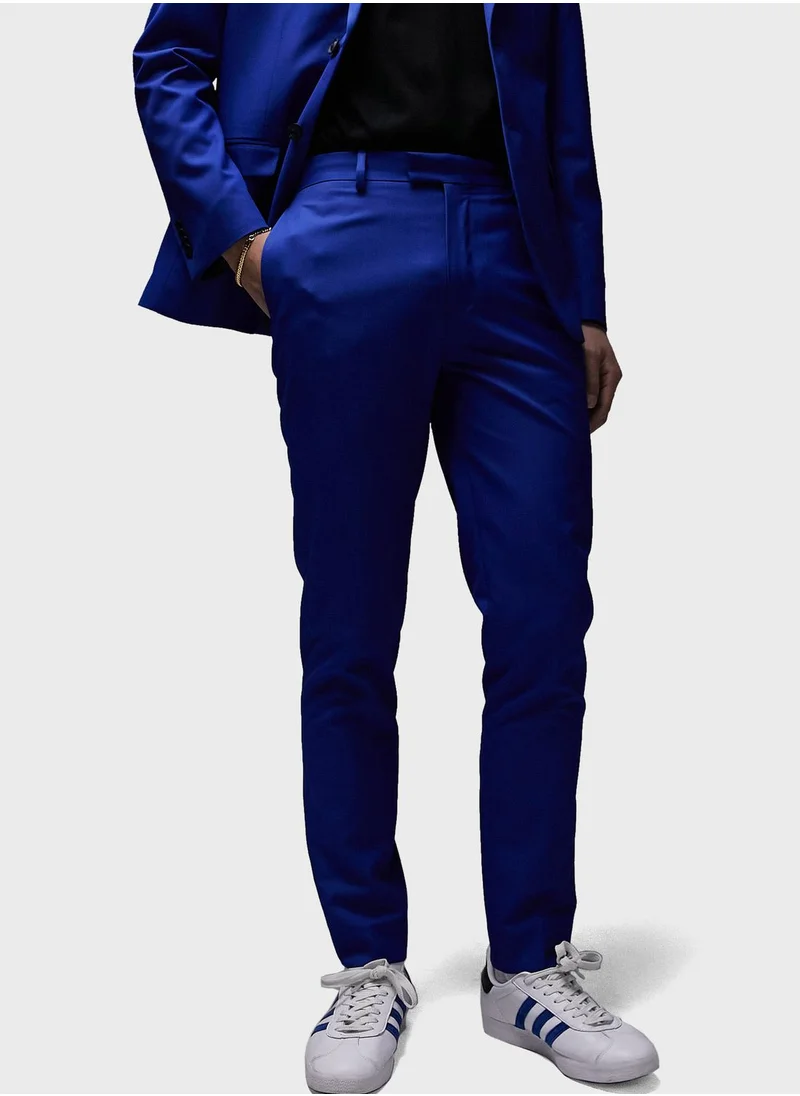 TOPMAN Topman Premium Slim Wool Suit Trouser In Blue