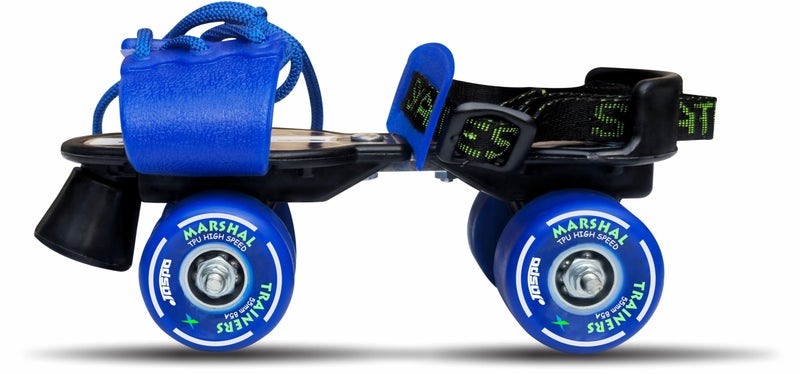jaspo Unisex Marshal Trainers Adjustable Inline_Skate_Wheel Roller Skates Combo (Skates + Helmet + Knee Guards & Elbow Guards) - for Age Groups 6 to 14 Years | Academy & School Level Skating, Blue - Image 4