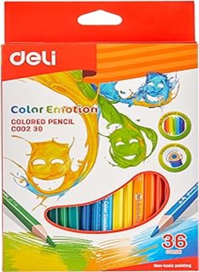 Deli c00230 coloured pencil pack of 36 colors - multi color