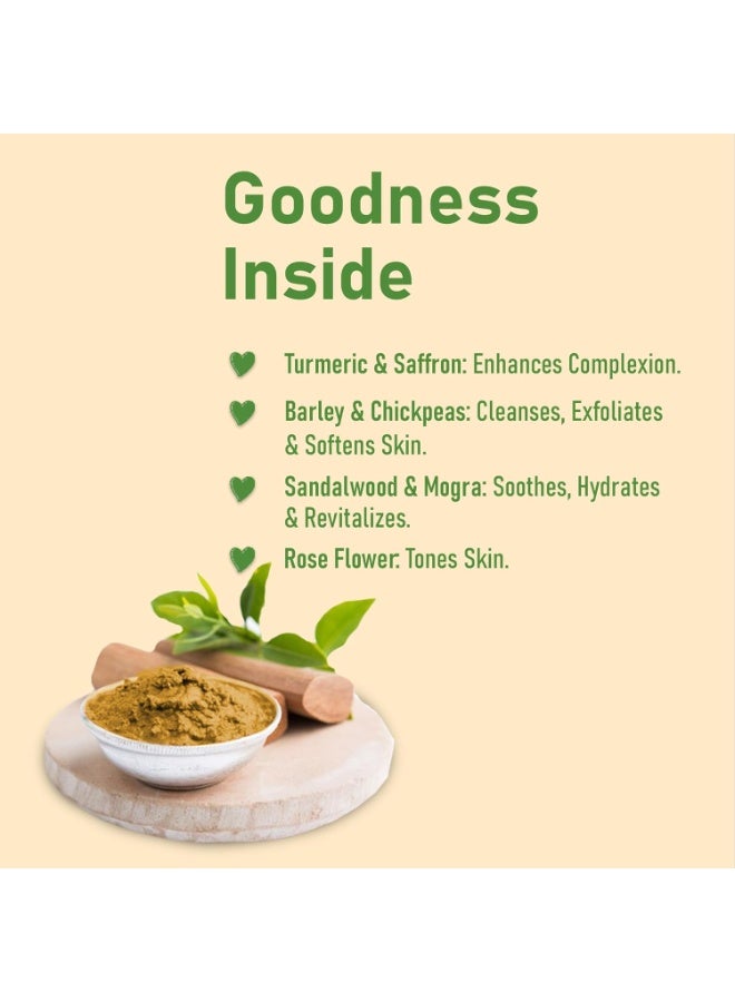 mi nature Ubtan Face and Body Pack | Turmeric, Barley, Chickpeas , Neem, sandalwood, Mogra flower, Saffron and Rose Petal | Remove Acne | Pure & Natural Traditional skincare |1 Stop Solution 227g (Pack of 3) - Image 4