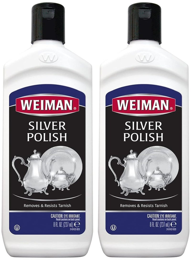 Weiman Silver Polish and Cleaner - 8 Ounce - Clean Shine and Polish Safe Protective Prevent Tarnish- Pack of 2 - Image 1