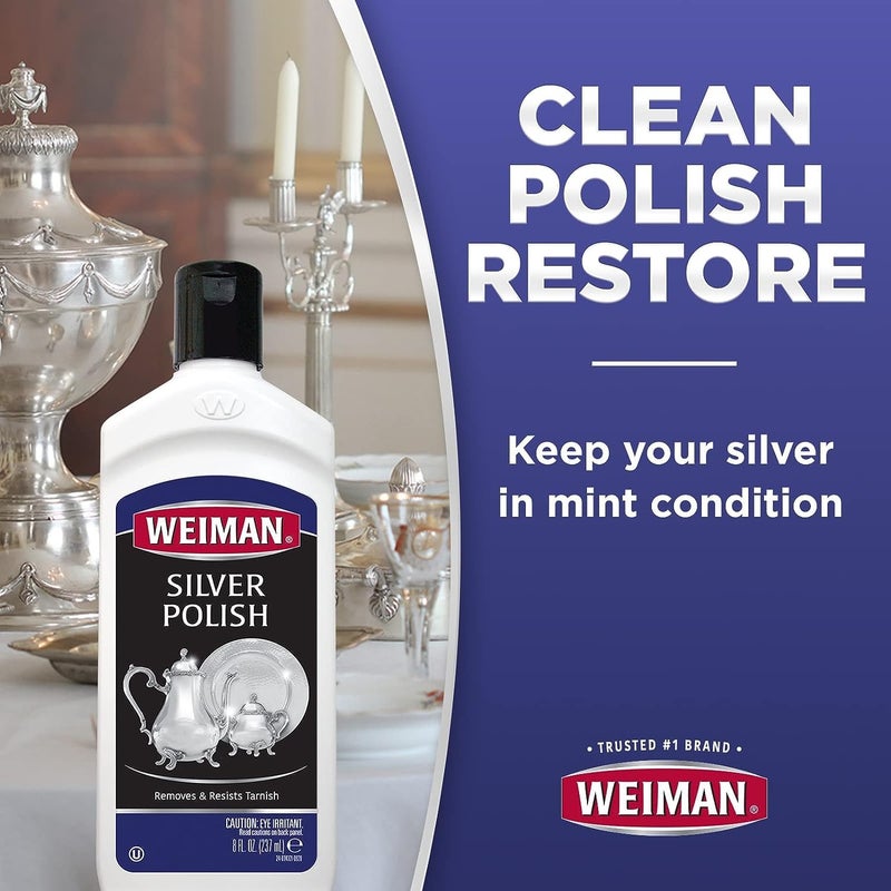 Weiman Silver Polish and Cleaner - 8 Ounce - Clean Shine and Polish Safe Protective Prevent Tarnish- Pack of 2 - Image 3