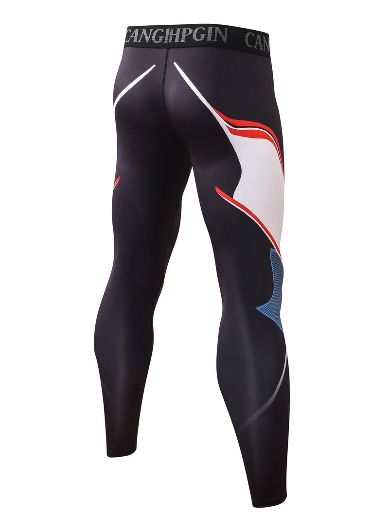 YEL PRO Men Quick Dry Breathable Elastic Trousers Black/White - Image 2
