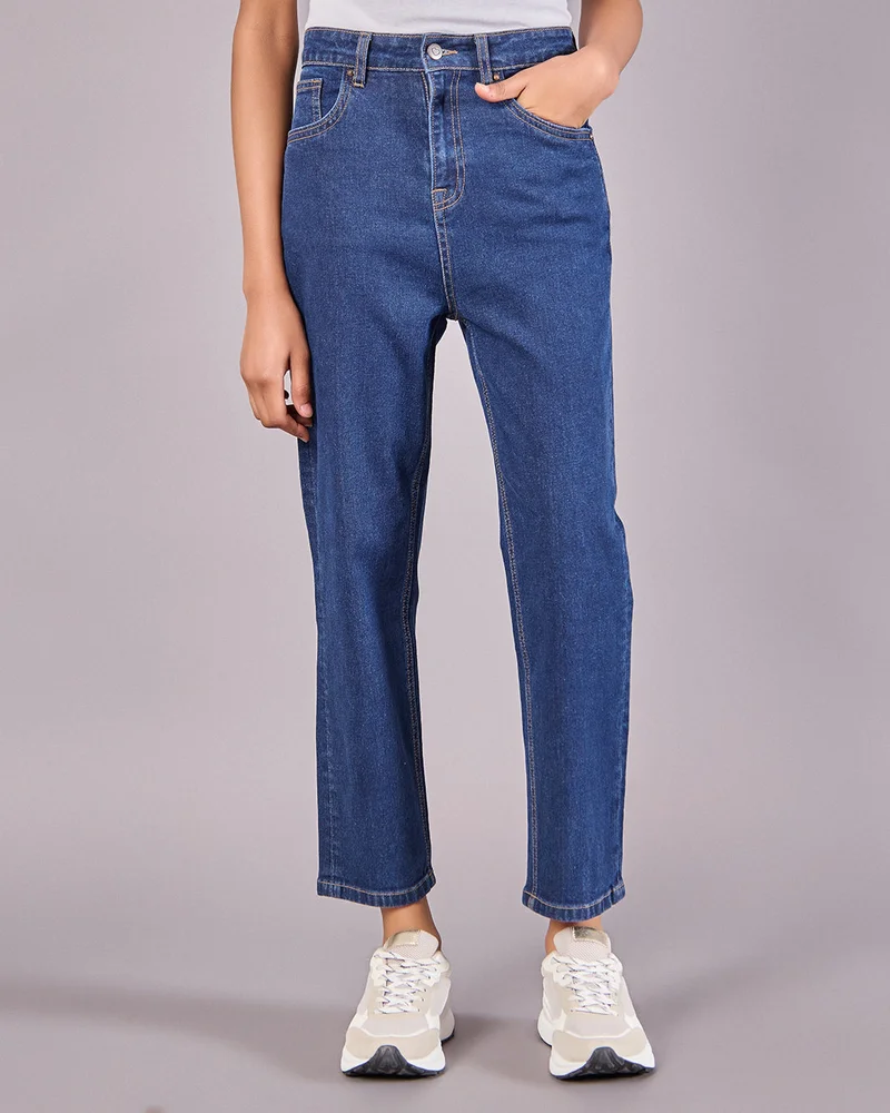 Redtag Senior Girls Navy Basic Straight Fit Jeans