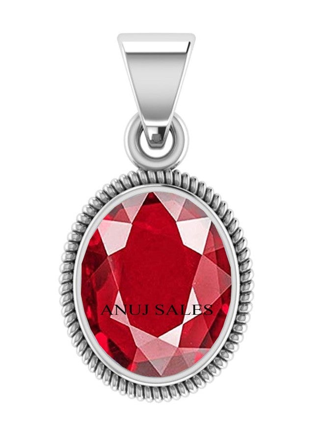 AYUSH GEMS Ruby Pendant/Locket 15.25 Ratti Certified Burma Ruby Astrological Purpose Panchdhatu Silver Plated Pendant Locket for Men and Women (Ruby) - Image 1