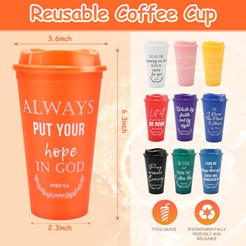 Brvcdh 20 Pack Christian Gift Bulk Reusable Christian Coffee Mugs 16 oz Colorful Bible Verse Plastic Tumblers with Lids Travel Coffee Cup for Cold Drinks Bulk Religious Gifts for Men Women colorful - Image 3