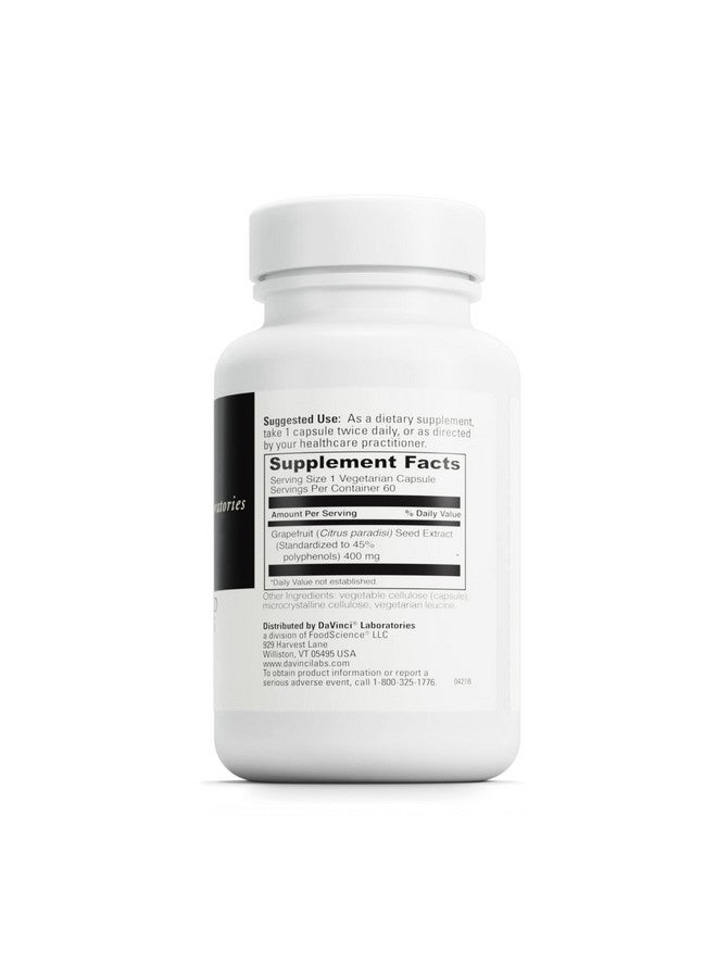 DAVINCI Labs Grapefruit Seed Extract 400 mg - Supports GI & Digestive Gut Health - Gluten Free, Vegetarian - 60 Capsules (30-Day Supply) - Image 2