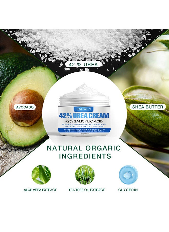 ISSUWEN Urea Cream 42% And Salicylic Acid 2%, Foot Cream For Dry Cracked Heels Knees Elbows Hands Repair Treatment, Foot Moisturizer Corn Callus Dead Skin Remover Toenail Softener For Foot Care  - Image 3