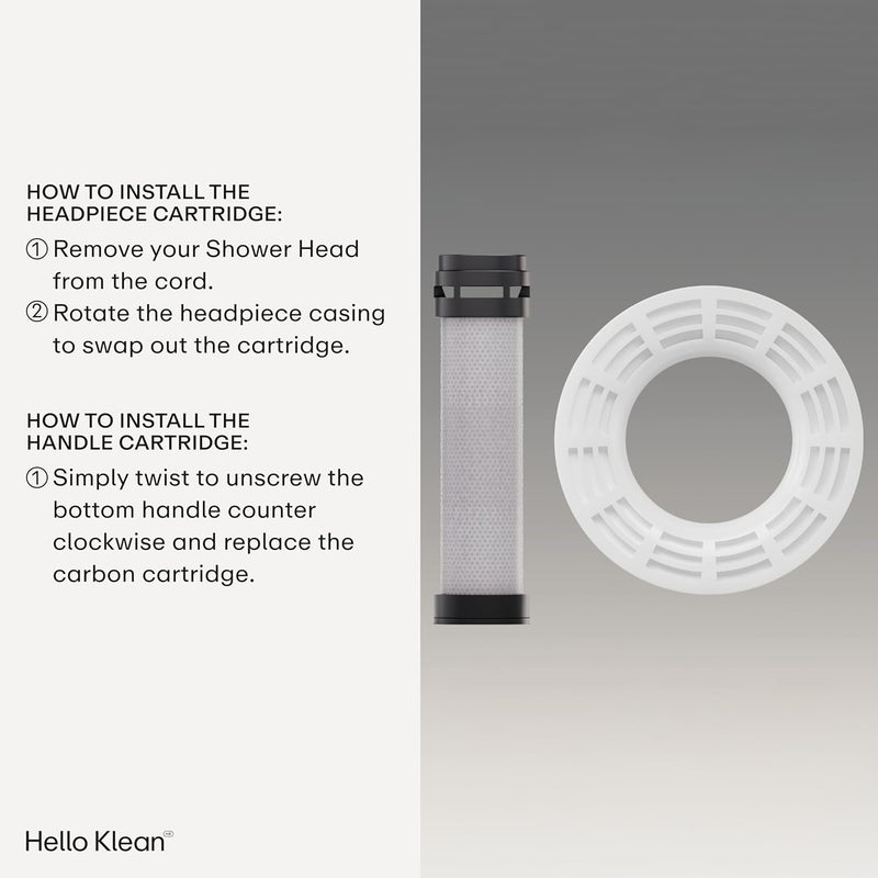 HELLO KLEAN Refill Cartridges – Filter for Removing Unwanted Metals, Chlorine and Impurities in Shower Water – Includes 1 x Headboard Cartridge & 1 x Handle Cartridge - Image 4
