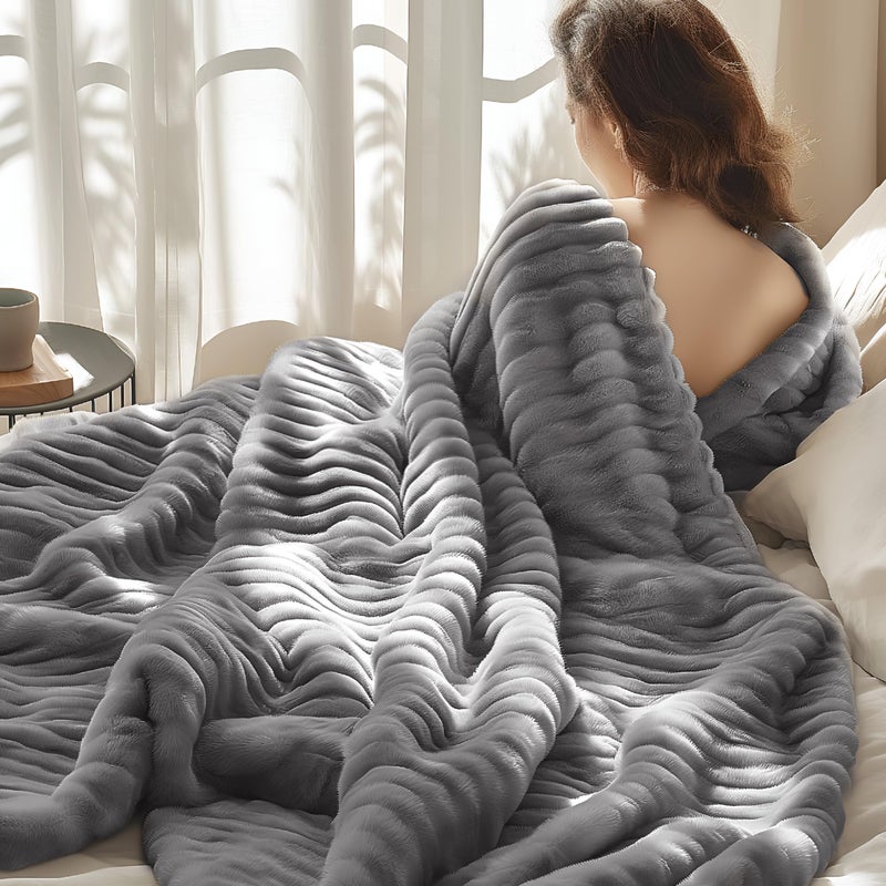 Bedsure GentleSoft Frost Gray Fleece Blanket for Couch Cozy Soft Blankets for Women Cute Small Throws for Girls 50x60 Inches