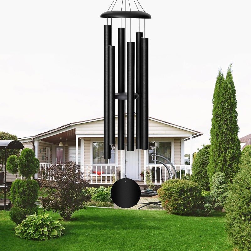 FDOCOI 45'' Wind Chimes Outdoor,Memorial Wind Chime, Large Wind Chimes for Outside Deep Tone, Sympathy Gifts. Black - Image 1