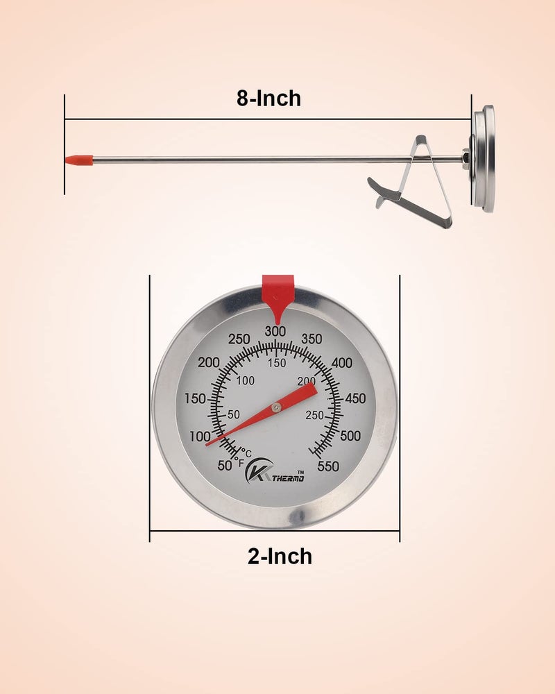 KT THERMO Candy/Deep Fry Thermometer with Instant Read,Oil Thermometer,8" Stainless Steel Stem Meat Cooking Thermometer,Best for Turkey,BBQ,Grill - Image 5