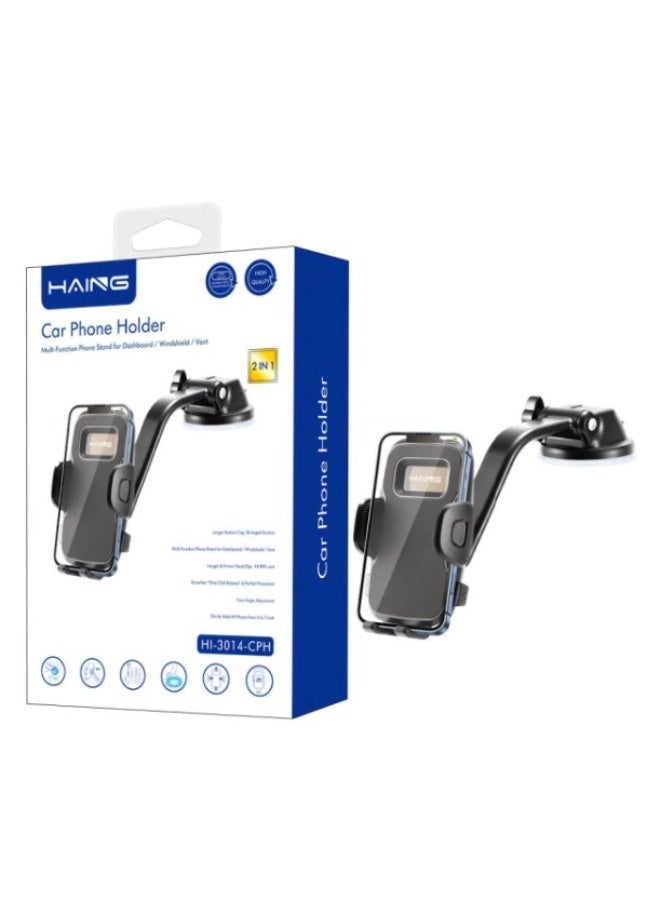 Haing 2 IN 1 Car Phone Holder Multi-Function Phone Stand for Dashboard / Windshield / Vent - Image 1