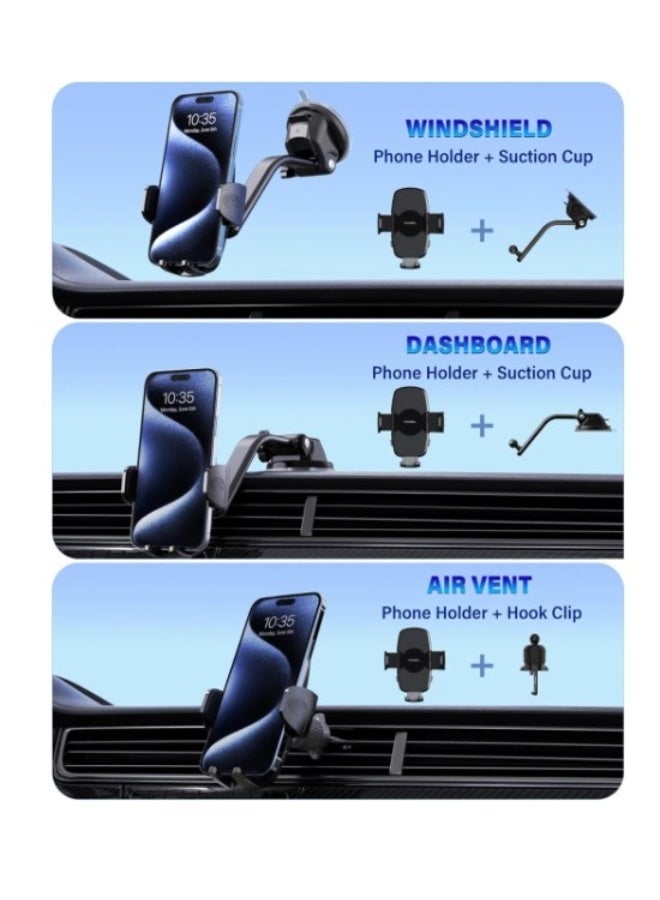 Haing 2 IN 1 Car Phone Holder Multi-Function Phone Stand for Dashboard / Windshield / Vent - Image 3