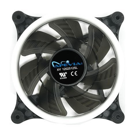 APEVIA 512L-CWH 120mm Silent Dual Rings White LED Fan with 32 x LEDs & 8 x Anti-Vibration Rubber Pads (5 Pk) - Image 4