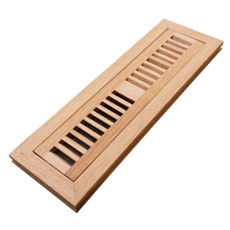 Homewell Homewell Red Oak Wood Floor Register Flush Mount Vent Cover 2X12 Inch No Damper Unfinished 