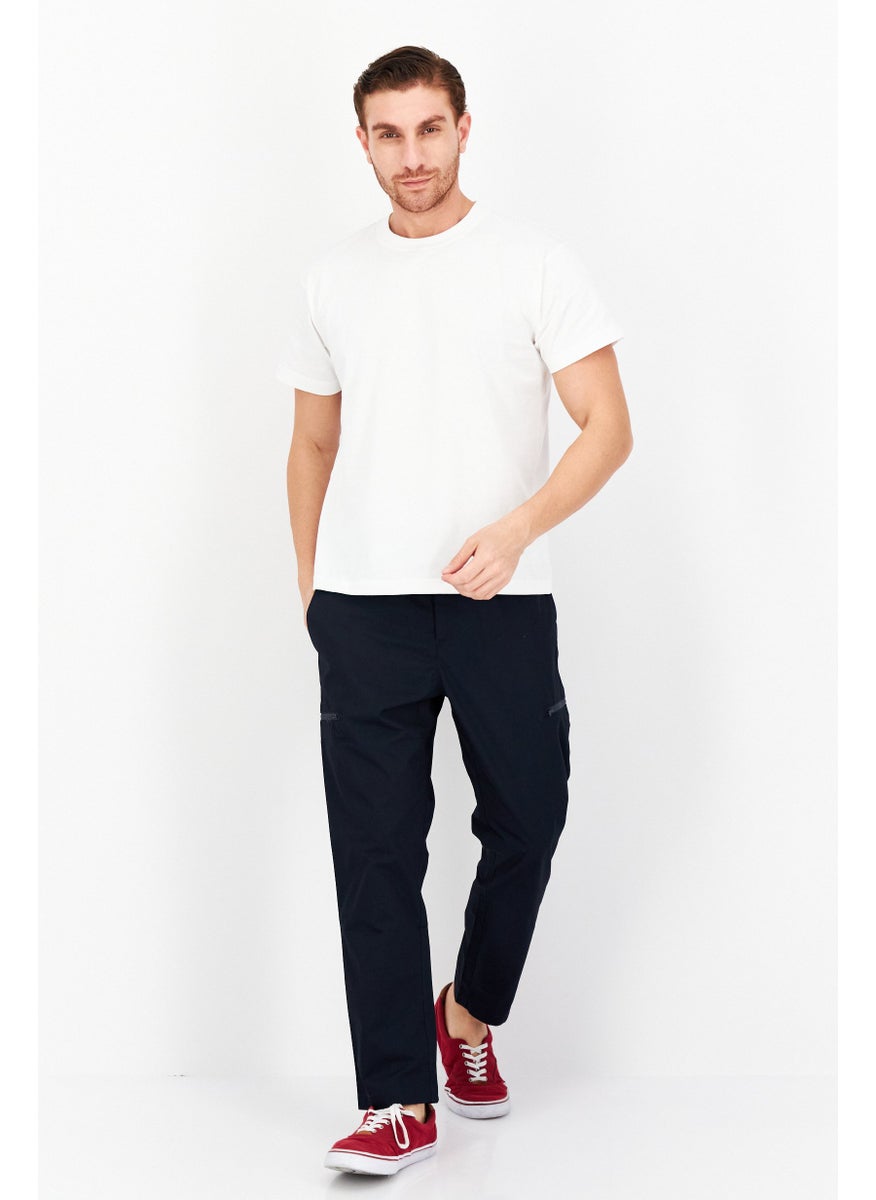 ESPRIT Men Regular Fit Solid Cargo Pants, Navy  - Image 4