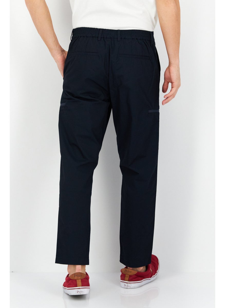 ESPRIT Men Regular Fit Solid Cargo Pants, Navy  - Image 3