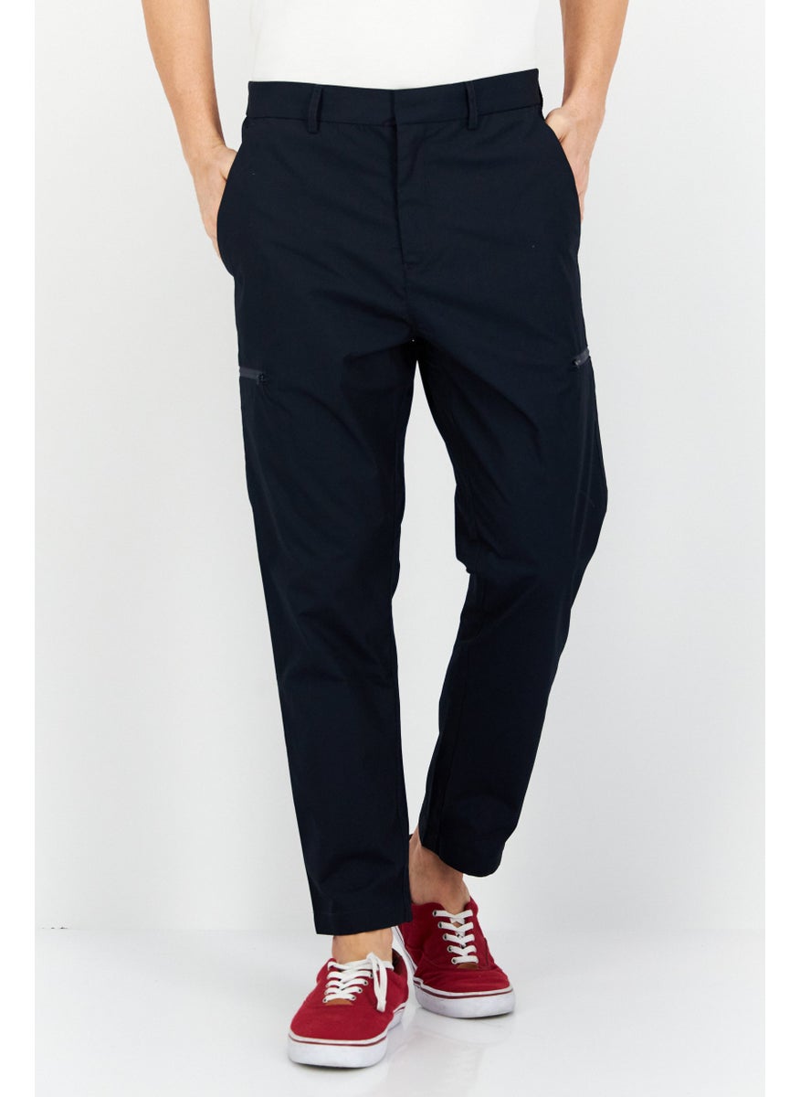ESPRIT Men Regular Fit Solid Cargo Pants, Navy  - Image 1