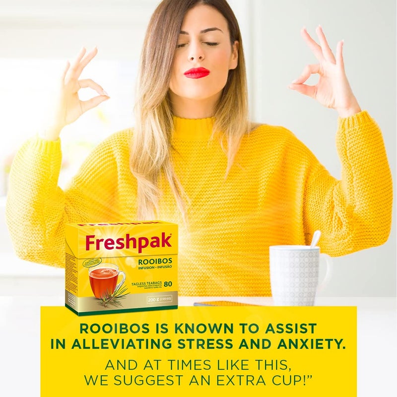 Freshpak® Rooibos Tea | 80 Tagless Teabags | Packed at source in South Africa | Natural Premium Rooibos | Naturally Caffeine Free | Keto Friendly | Non GMO | - Image 5