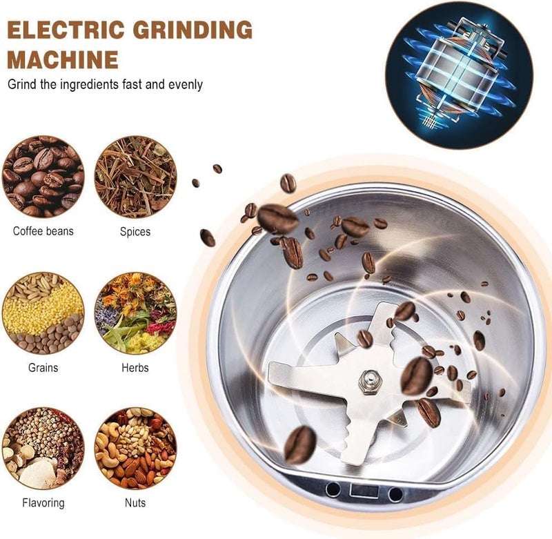 PRIME HEVEN Stainless Steel Spice Grinder Mini Masala Coffee Grinder Compact Electric Mixer for Kitchen HighSpeed Durable EasytoUse Grinding Machine for Spices Herbs Dry Ingredients - Image 5
