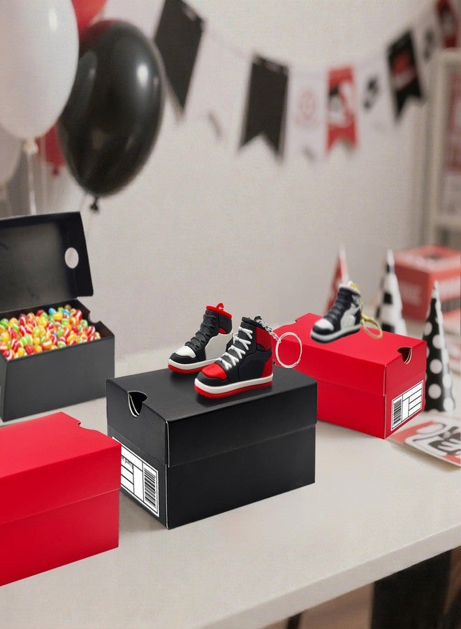 Arsmat 16 Pack Mini Sneaker Gift Boxes, 4.7 x 2.5 x 2 Inch Small Shoes Box with Editable Labels for Parties, Sports-Themed Candy, Cookies, Snacks (Black&Red - Image 5