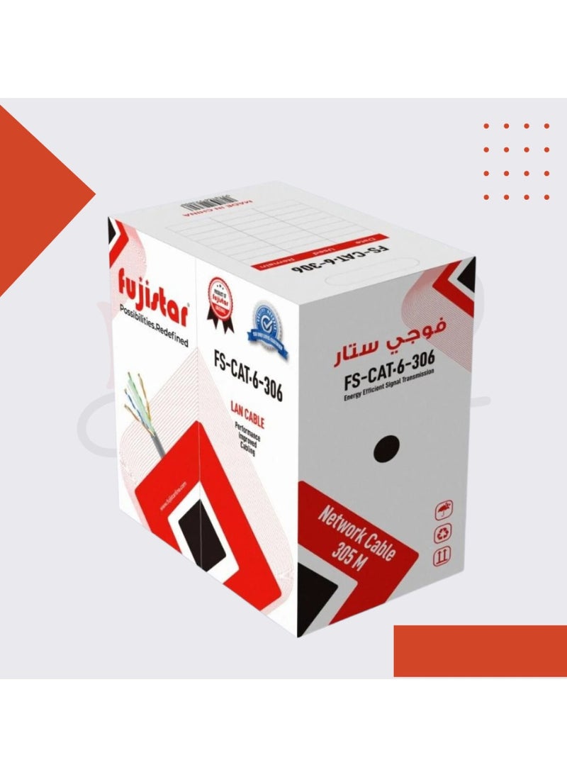 فوجي ستار - كابل الشبكة FS-CAT6-306 - كابل إيثرنت عالي الأداء بطول 305 متر UTP لنقل البيانات بسلاسة - Image 1