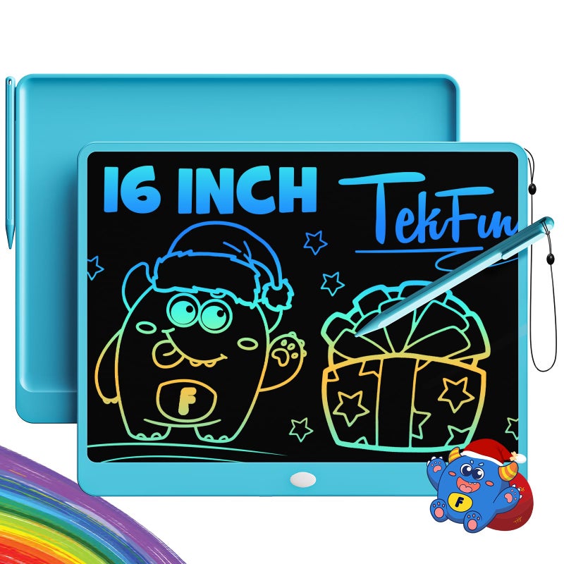 TEKFUN LCD Writing Tablet for Adults Large Doodle Board 16 Inch Colorful Drawing Tablet Writing Pad Toddler Toys for 3 4 5 6 7 8 9 Year Old Girls Boys Teen Birthday Gifts for Kids Blue - Image 2