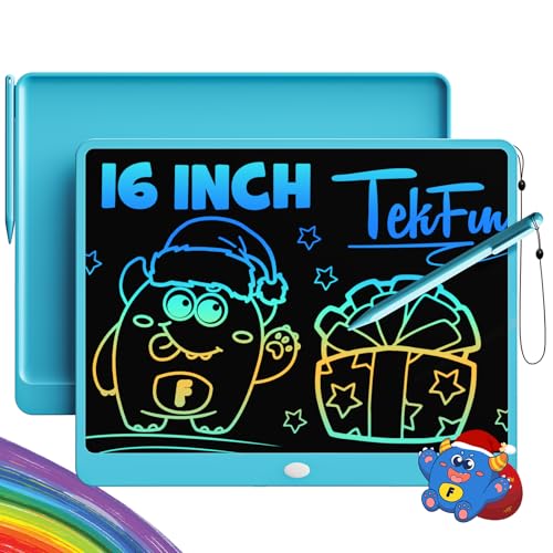 TEKFUN LCD Writing Tablet for Adults Large Doodle Board 16 Inch Colorful Drawing Tablet Writing Pad Toddler Toys for 3 4 5 6 7 8 9 Year Old Girls Boys Teen Birthday Gifts for Kids Blue - Image 1