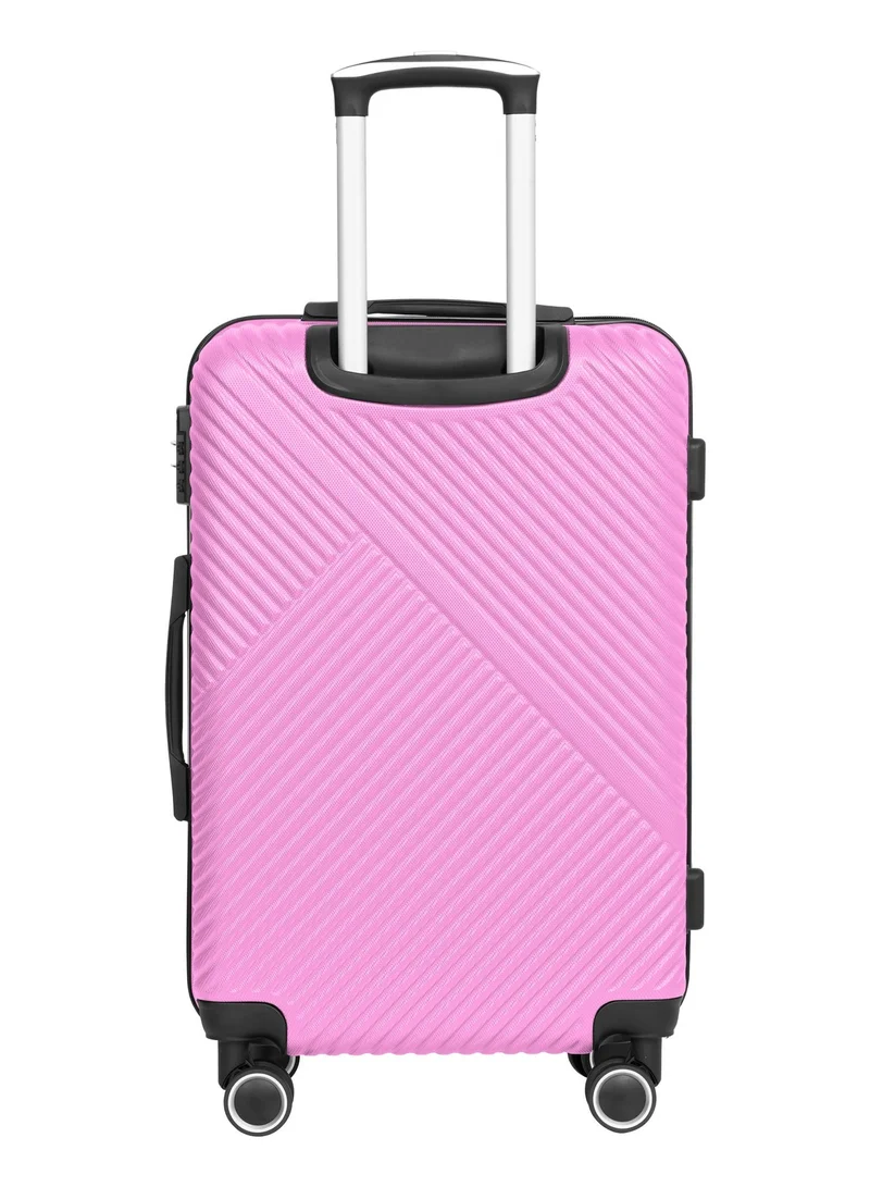 PARAJOHN Aurora 20 Inch Cabin Size Carry-On Luggage – 10kg Lightweight ABS Hard Shell Trolley Bag with 4 Wheel Spinner & Combination Lock, Pink